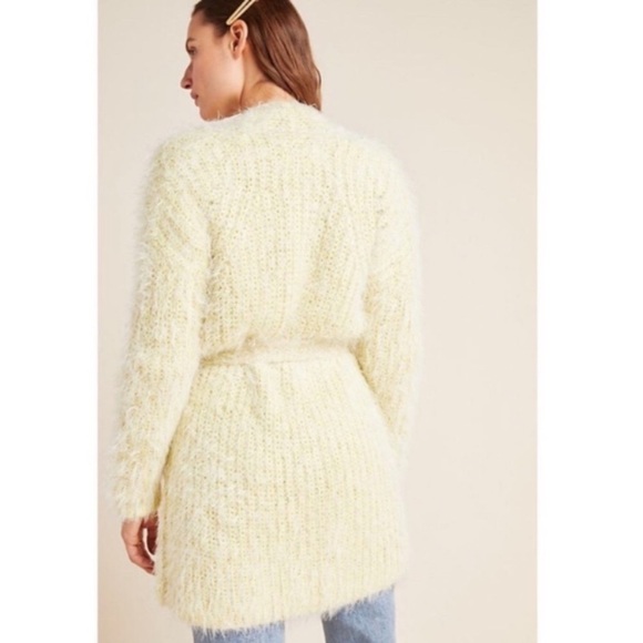 ANTHROPOLOGIE Larkin Shimmer Cardigan Yellow - Picture 4 of 14